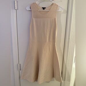 Ann Taylor Beige Mesh Neckline Dress